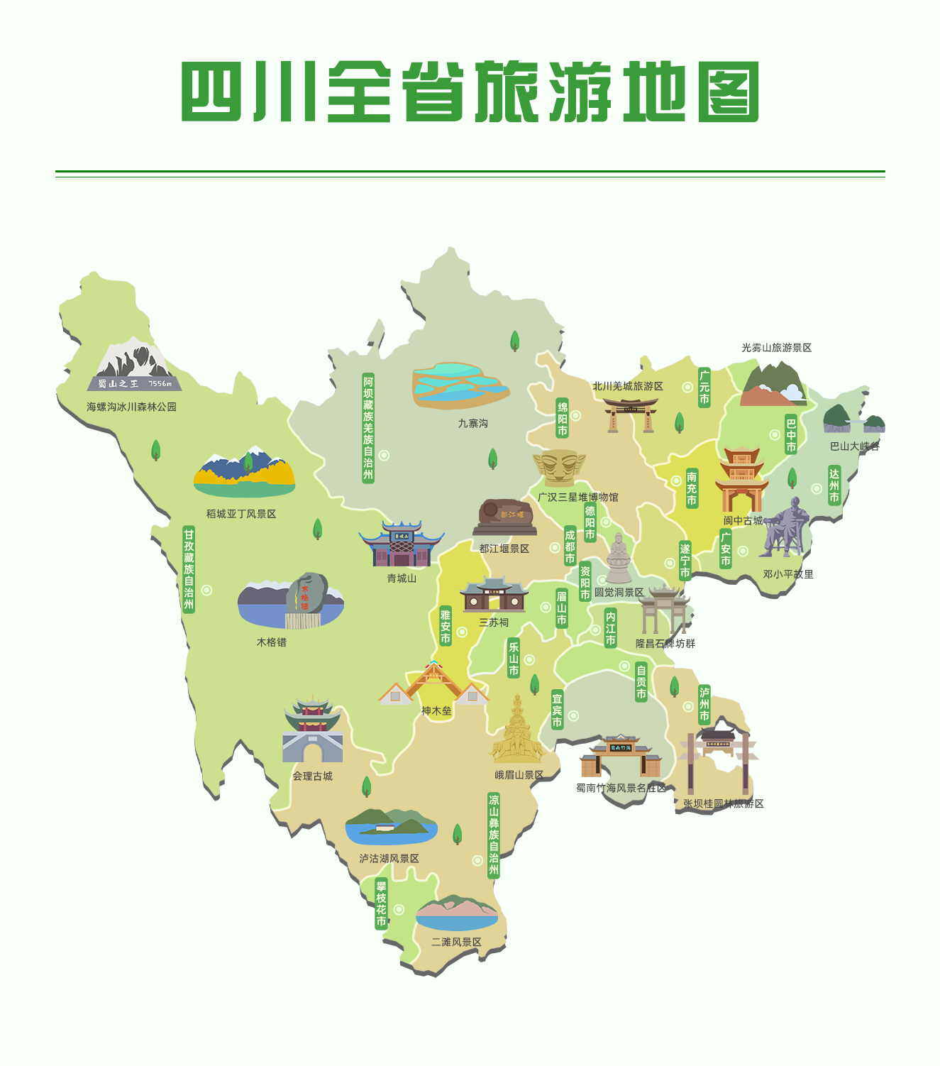 四川全省旅游地图
