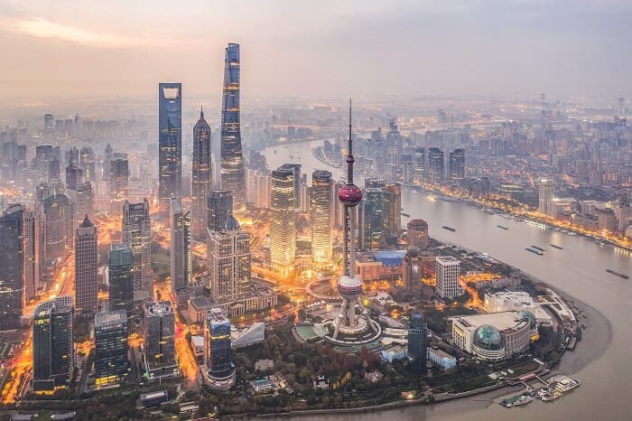 上海夜景鸟瞰图